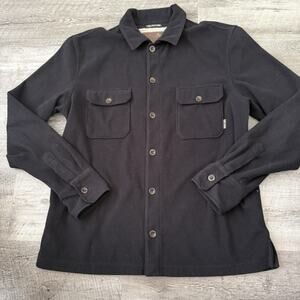 BASS The Lodge Shirt Mens Small Black Fleece Long Sleeve Lightweight Button Up